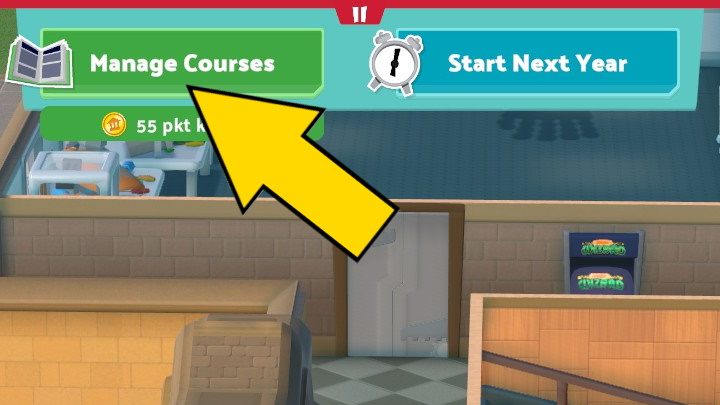 You can spend Course Points on the Manage Courses screen, only before starting a new academic year - Two Point Campus: Courses and Course Points - Basics - Two Point Campus Guide