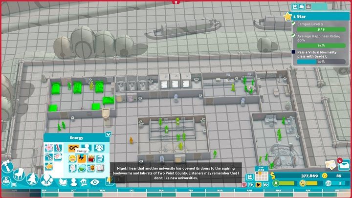 Checking all your statistics and needs can be tedious, but it's worth monitoring them on a regular basis - Two Point Campus: Beginners guide - Basics - Two Point Campus Guide