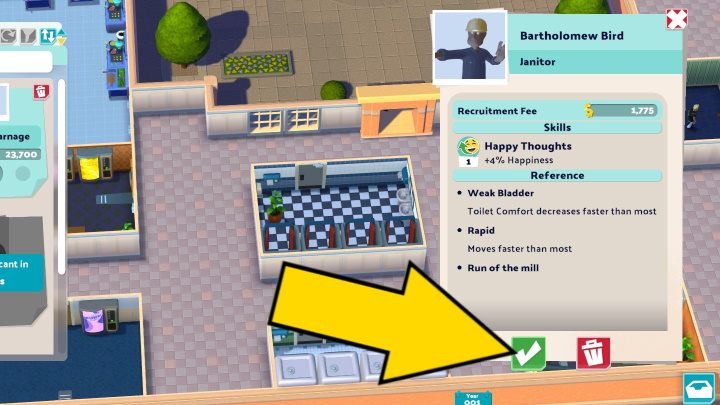 Select the appropriate tab with the type of employee - Two Point Campus: Staff and employment - Basics - Two Point Campus Guide