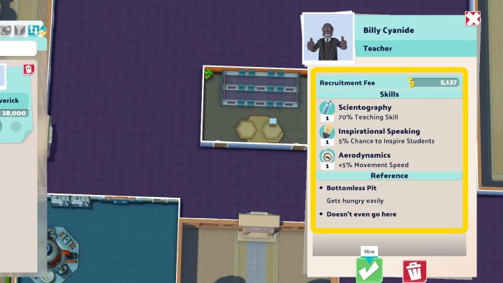 Before hiring a candidate, you can learn some information information about them - Two Point Campus: Staff and employment - Basics - Two Point Campus Guide