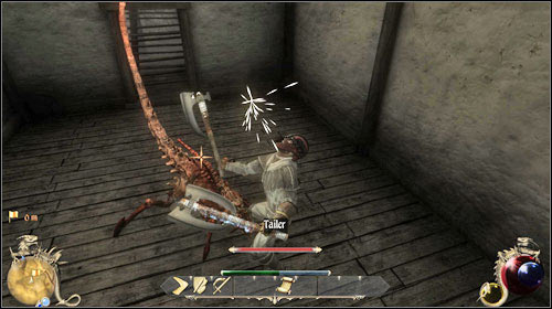 The quest consists of killing a terrifying monster, which resides in the old guild building - Contract for Fame, Interrupted Burial | Quests - Warriors Guild - Quests - Warriors Guild - Two Worlds II Game Guide