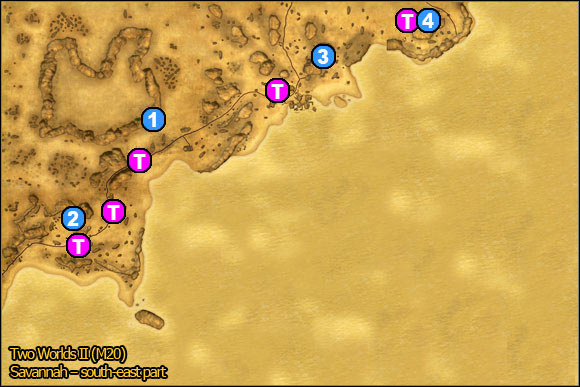 1 - Savannah - south-east part | World Atlas Maps - Maps - Two Worlds II Game Guide