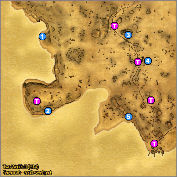 1 - Savannah - south-west part | World Atlas Maps - Maps - Two Worlds II Game Guide