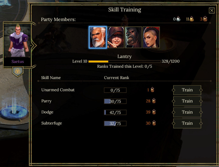 Visit trainers after every level advancement. The higher the skill level, the more expensive its development - How to Build Your Character - Important information - Tyranny Game Guide