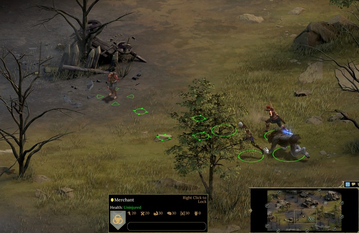 One of the dialog options will result in sending you to the ambush in Old Thicket. - Trail of Blood | Trial of Loyalty | Secret Contracts - side quests | Stone Sea - Stone Sea - Tyranny Game Guide