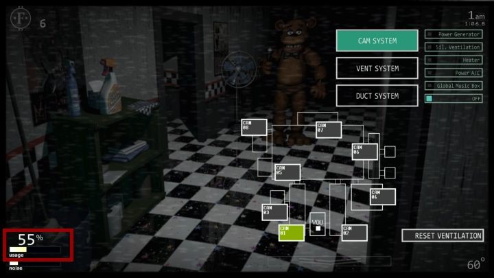 Almost every action requires power - Power in Ultimate Custom Night - Game Mechanics - Ultimate Custom Night Game Guide