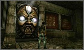 Go to the first mirror and point the beam of light at the first face (opposite the mirror, at the base of the great hall) - Uncharted 2: Path of Light, chapter 9 walkthrough - Walkthrough - Uncharted 2 Guide