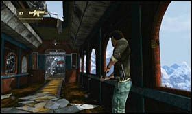 Jump to the place where the enemy stood - Drake will get attacked by a helicopter - Uncharted 2: Tunnel Vision, chapter 14 walkthrough - Walkthrough - Uncharted 2 Guide
