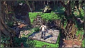 Being at the very top, the hero turned towards the columns and jumped on the shelf - Uncharted 1: The Search for El Dorado part 1 - Chapter 2 walkthrough - Walkthrough - Uncharted Drakes Fortune Guide