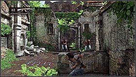 After killing a few enemies, the hero climbed the aforementioned elevation and picked up a grenade launcher left by the killed enemy - Uncharted 1: The Drowned City - Chapter 8 walkthrough - Walkthrough - Uncharted Drakes Fortune Guide