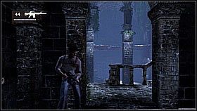 Later, after elimination of the first wave of enemies, more opponents have arrived from the above-mentioned entrance (the tunnel with an arch) - a guy armed with a laser sight was the primary target - Uncharted 1: Sanctuary - Chapter 13 walkthrough - Walkthrough - Uncharted Drakes Fortune Guide