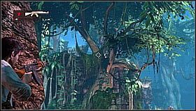 By following the trail (by following enemy corpses) Nate reached the top - he could see the ruins and several enemies below - Uncharted 1: Plane-wrecked part 1 - Chapter 4 walkthrough - Walkthrough - Uncharted Drakes Fortune Guide
