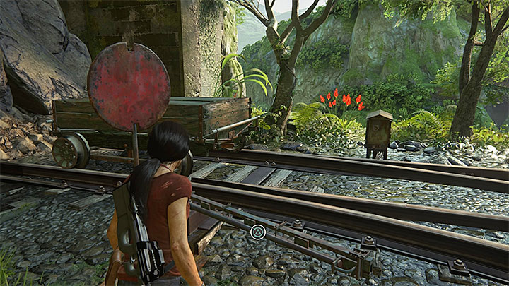 Use the switch after you have pushed the platform to the end of the track - Reach the railway station - 8. Partners - Walkthrough - Uncharted: The Lost Legacy Game Guide