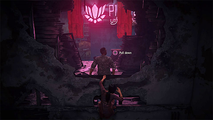 Pull down the guard in order to continue climbing up - - Infiltration - Walkthrough - Uncharted: The Lost Legacy Game Guide