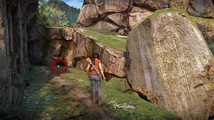 To find this treasure you must go east from the central ruins where you can also find a tower with vintage points - Treasures in Wester Ghats Secrets - Secrets - Uncharted: The Lost Legacy Game Guide