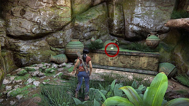This secret is located near the big tower from the central part of the location, north-west from it - Treasures in Wester Ghats Secrets - Secrets - Uncharted: The Lost Legacy Game Guide