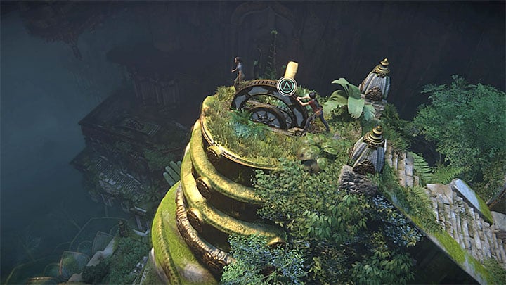 You can leave this location only after you have reached the mechanisms on both sides of Shivas head (the order is up to you) - Solution to the puzzle with Shivas statue - Walkthrough - Uncharted: The Lost Legacy Game Guide