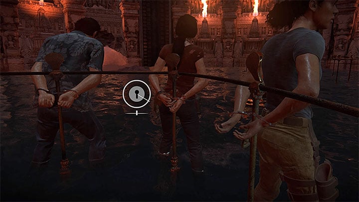 Thanks to lockpick, you will free Chloe and other characters - Solution to the puzzle with Parasharma and Ganesha - Walkthrough - Uncharted: The Lost Legacy Game Guide