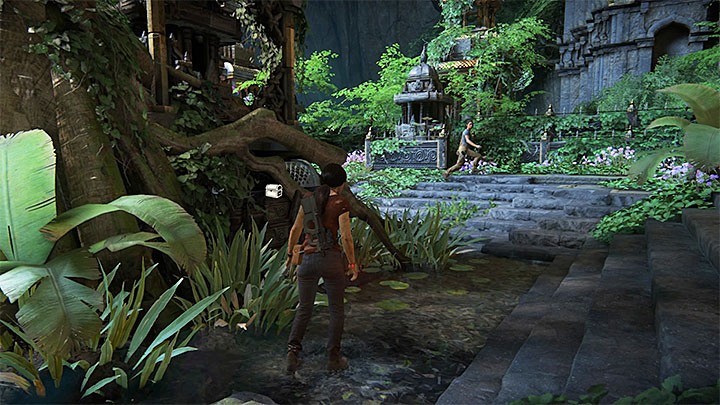 You can find this treasure after you have reached the location with Ganeshas statue and stairs shown in screenshot 1 - The Lost Legacy All Secrets - Secrets - Uncharted: The Lost Legacy Game Guide