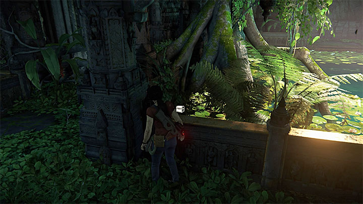 You can find this treasure in the location with rectangular water reservoir and enemies blowing up the passage to the next location - The Lost Legacy All Secrets - Secrets - Uncharted: The Lost Legacy Game Guide