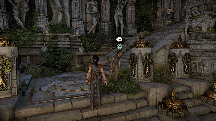 You can have an optional conversation with Nadine in the same location as you have taken the second photo (the area you visit right before you enter the library) - The Lost Legacy All Secrets - Secrets - Uncharted: The Lost Legacy Game Guide