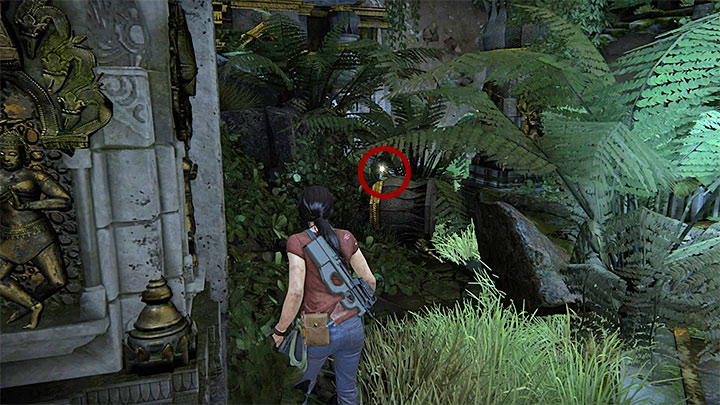 You can find this treasure soon after you have climbed for the first time onto the ruins to the left of Shivas statue - The Lost Legacy All Secrets - Secrets - Uncharted: The Lost Legacy Game Guide