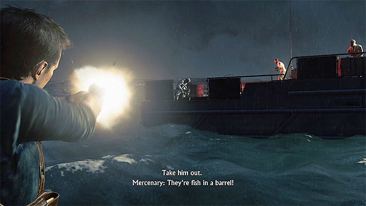 Try to aim at and eliminate the enemy wielding a grenade launcher as quickly as possible. - Uncharted 4: Prologue - walkthrough - Walkthrough - Uncharted 4: A Thiefs End Game Guide