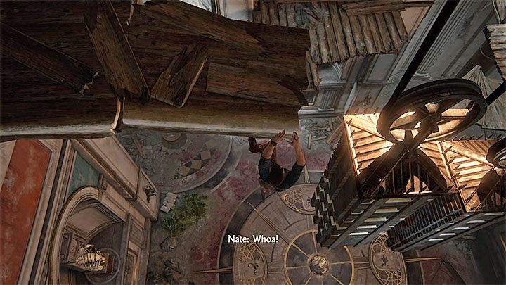 Jump off the left weight to reach the ledge above - Uncharted 4: Chapter 11 Hidden in Plain Sight - walkthrough - Walkthrough - Uncharted 4: A Thiefs End Game Guide