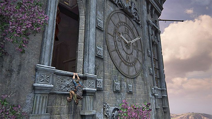 Jump out of the window for a moment and see the clock on the right - Uncharted 4: Chapter 11 Hidden in Plain Sight - walkthrough - Walkthrough - Uncharted 4: A Thiefs End Game Guide
