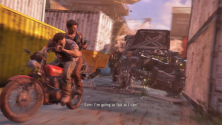 Shoot at the engine of the armored vehicle - Uncharted 4: Chapter 11 Hidden in Plain Sight - walkthrough - Walkthrough - Uncharted 4: A Thiefs End Game Guide