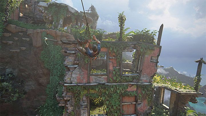 You can use grappling points to move around faster, but this is risky - Uncharted 4: Chapter 14 Join Me in Paradise - walkthrough - Walkthrough - Uncharted 4: A Thiefs End Game Guide