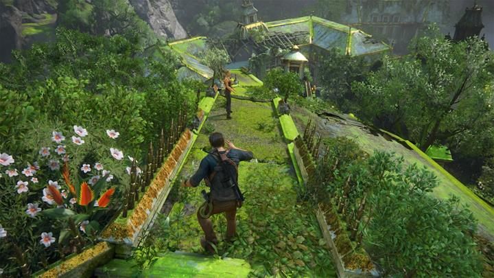 Averys estate ahead - unfortunately, the bridge will collapse and you will drop into water. - Uncharted 4: Chapter 18 New Devon - walkthrough - Walkthrough - Uncharted 4: A Thiefs End Game Guide