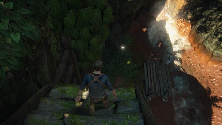 After the first encounter with two enemies (while you are hanging down), while looking from the side of the wooden lift, go ahead and jump down to get the treasure - Uncharted 4: Chapter 17 For Better or Worse - treasure list - Treasures - Uncharted 4: A Thiefs End Game Guide