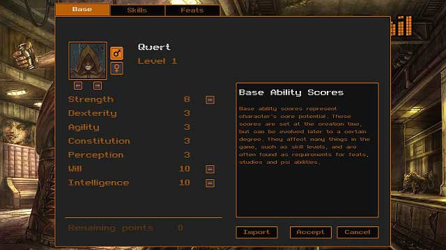 As you can see on the screenshot above, our character will specialize in using psi, because the most points were invested in Will and Intelligence - Character development example | How to create and develop a character - How to create and develop a character - Underrail Game Guide