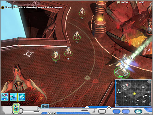Start moving towards the communications terminal (4 on the map) which is your main objective at the moment - Mission 6 - part 1 - Novus - Universe at War: Earth Assault - Game Guide and Walkthrough