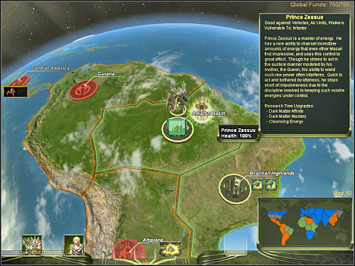 7) Once you've taken control over Guiana, you will have to purchase a global building in order to assure your full control over this sector - Hints on how to progress - Masari - Universe at War: Earth Assault - Game Guide and Walkthrough