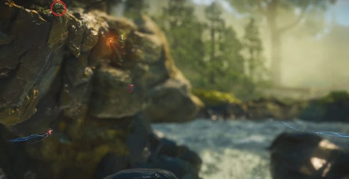 At the end of the waterfall jump onto the rock - Unravel 2: At The Rapids Secrets and Collectibles - Unravel 2: Secrets and collectibles - Unravel 2 Game Guide