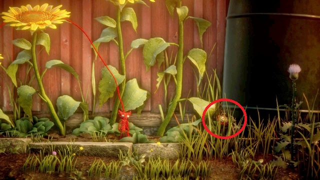 Second button, near the sunflowers - Level 1 - Thistle and Weeds - Secret collectibles - buttons - Unravel - Game Guide and Walkthrough