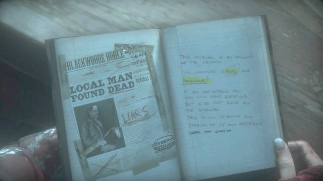 Open the journal on the first page - Until Dawn: Clues and totems in Episode 8 - Clues and totems - locations - Until Dawn Game Guide & Walkthrough