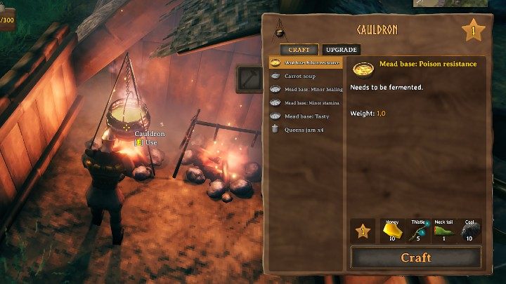 The mead base for preparing the poison resistance potion can be cooked in a Cauldron - Valheim: Poison resistance - how to obtain it? - Exploration and survival - Valheim Guide