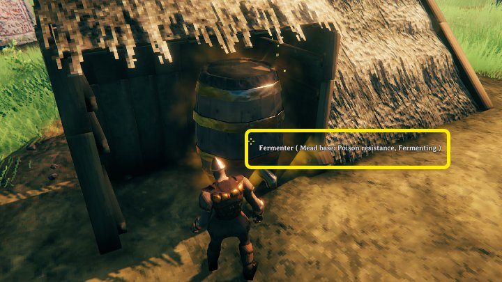 Walk up to the Fermenter and add the previously prepared Mead base: Poison resistance to it - Valheim: Poison resistance - how to obtain it? - Exploration and survival - Valheim Guide