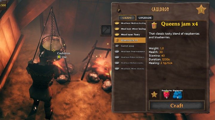 You can cook the Queens jam in the Cauldron and you will need the following ingredients - Valheim: How to craft the Queens jam? - Exploration and survival - Valheim Guide