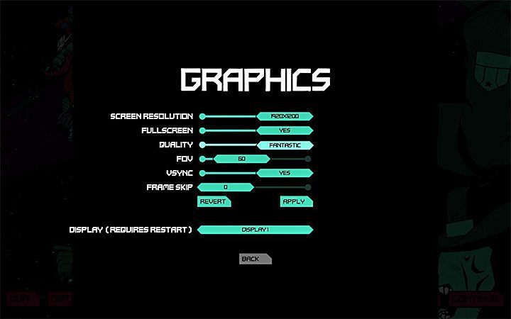 The image above shows the graphics settings menu for personal computers (PC) - System Requirements of Void Bastards - Annex - Void Bastards Guide and Tips