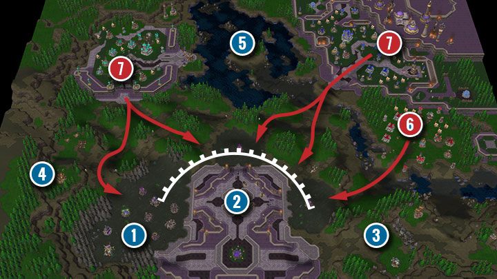 You start the mission at the bottom of the map (1), while KelThuzad is in the middle of the map (2) - Under the Burning Sky | Warcraft III Reforged walkthrough - Undead Campaign - Warcraft III Reforged Guide