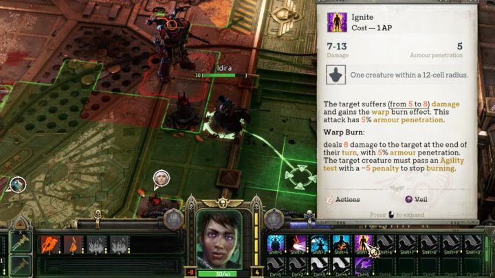 Aurora has 320 health points, and her armor makes her resistible to damage-dealing abilities - Rogue Trader: How to beat Chaos Marine Aurora? - Bosses - WH40K: Rogue Trader Guide