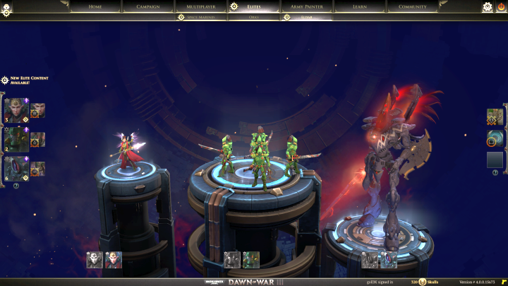 Eldar elite unit selection screen. - Eldar - elite units - Eldar - Warhammer 40,000: Dawn of War III Game Guide