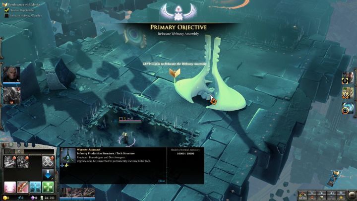 You will be able to use the relocation on several ocasions. - Mission 9 - The Seer, The Trickster and the Brute - Warhammer Dawn of War 3 Walkthrough - Campaign Walkthrough - Warhammer 40,000: Dawn of War III Game Guide