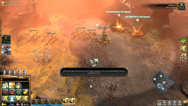 The first scrap piles of this mission. - Mission 5 The Social Climber - Warhammer Dawn of War 3 Walkthrough - Campaign Walkthrough - Warhammer 40,000: Dawn of War III Game Guide
