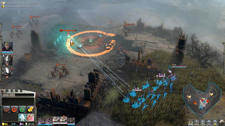 The bushes located at the resource point will allow you to sneak up on the enemy. - Mission 6 A Dangerous Proposal - Warhammer Dawn of War 3 Walkthrough - Campaign Walkthrough - Warhammer 40,000: Dawn of War III Game Guide