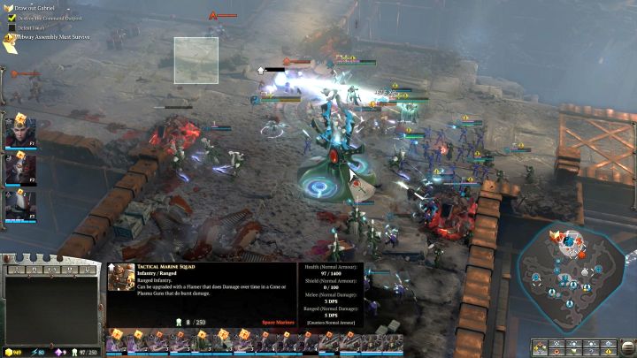 Retreat from the battlefield as soon as you destroy the main building of the Space Marines. - Mission 6 A Dangerous Proposal - Warhammer Dawn of War 3 Walkthrough - Campaign Walkthrough - Warhammer 40,000: Dawn of War III Game Guide